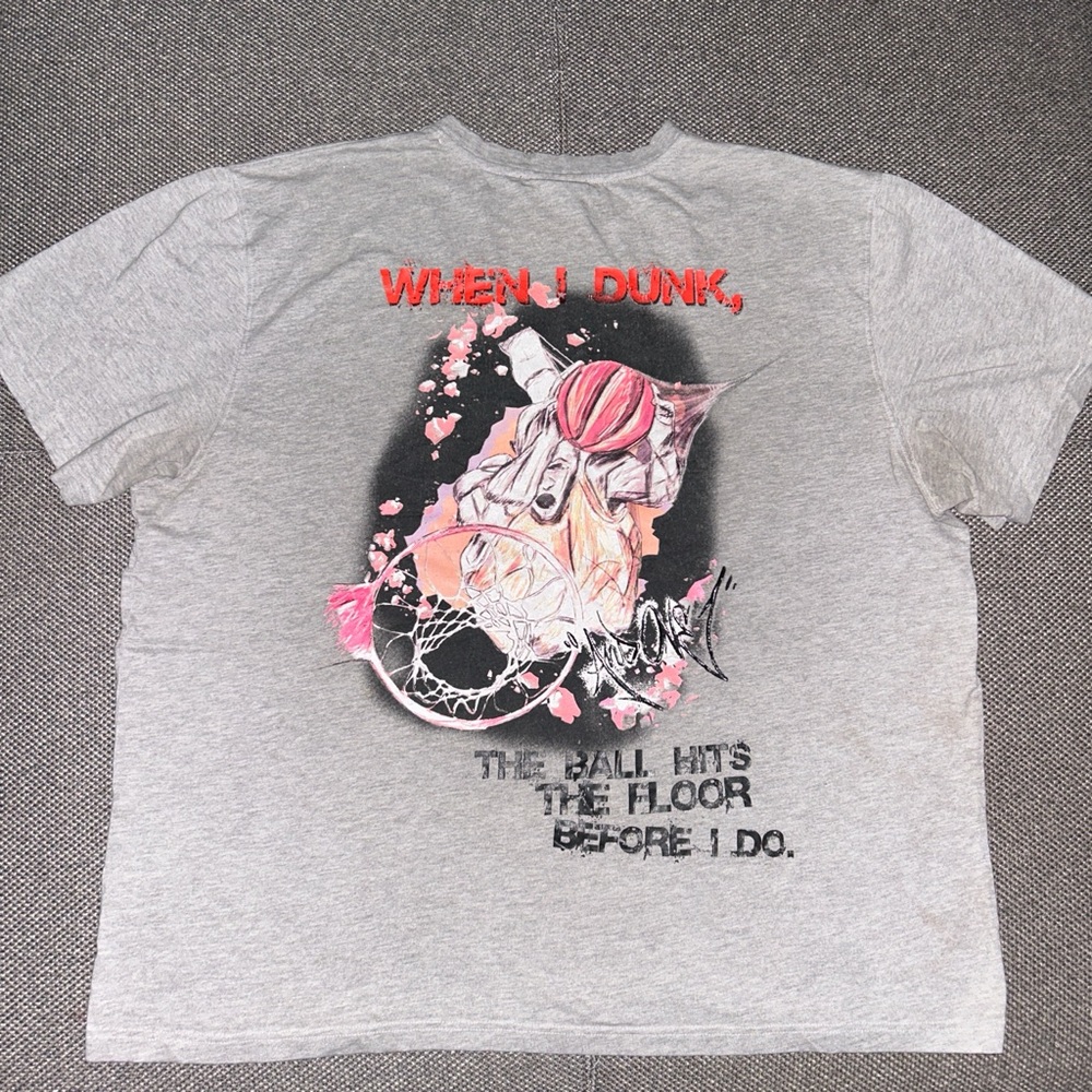 Vintage Y2K AND1 Gray Graphic T-Shirt with Basketball Design 2XL - Picture 1 of 4